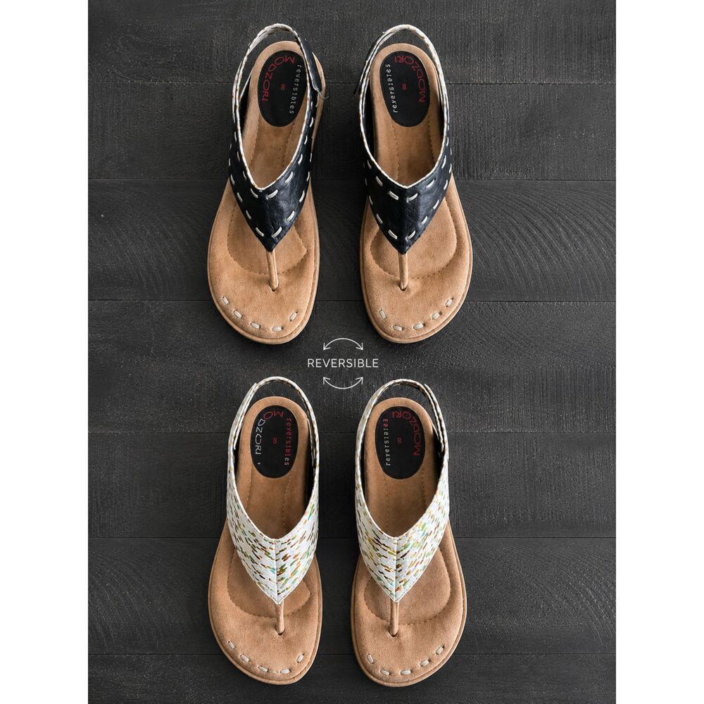 Modzori Reversible Comfort Sandals Black White Slingback Flip Flops Women 8